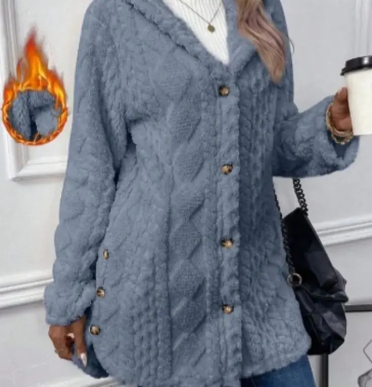 Hooded Cardigan Button Long Jacket Winter Coat - Swamp's Store