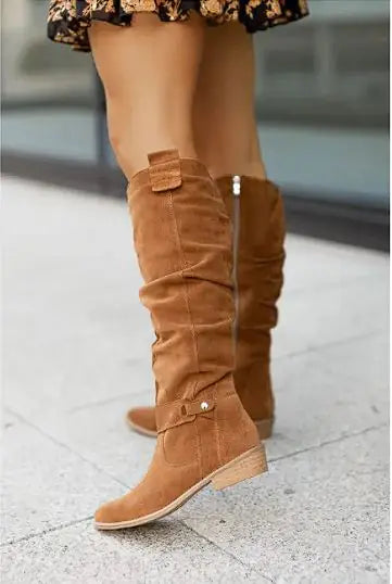 Women's Suede High Boots with Zipper - Swamp's Store