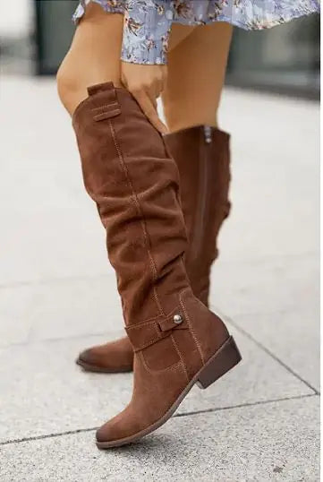 Women's Suede High Boots with Zipper - Swamp's Store