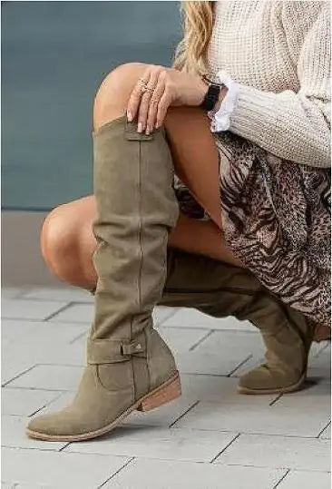 Women's Suede High Boots with Zipper - Swamp's Store