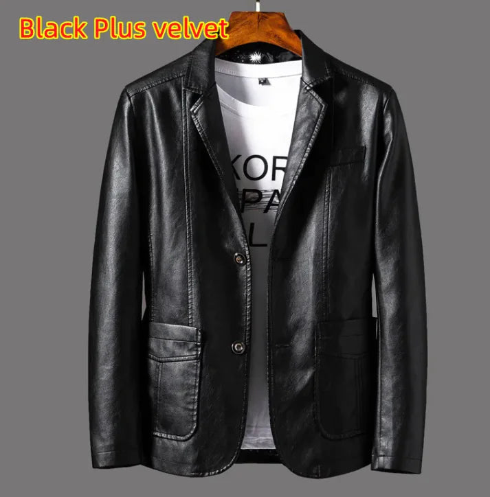 AL- Leather Men's Autumn And Winter Jacket Thin Lapel - Swamp's Store