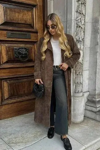 Long Trench Coats With Belt Double-breasted Lapel - Swamp's Store