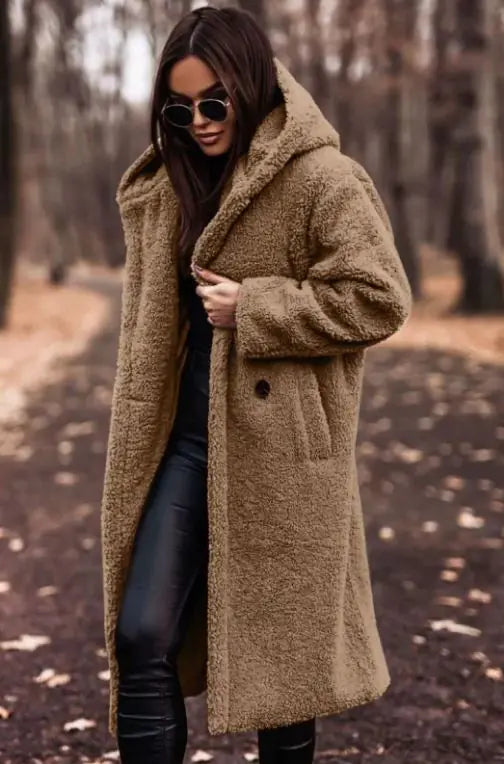 Long Sleeve Woolen Women's Coat - Swamp's Store