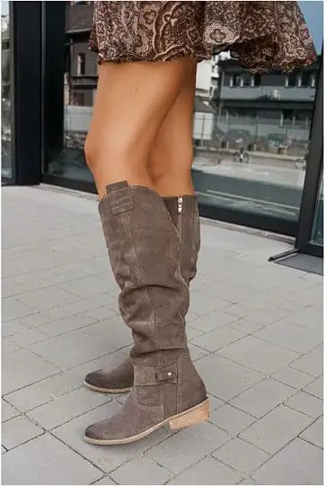 Women's Suede High Boots with Zipper - Swamp's Store