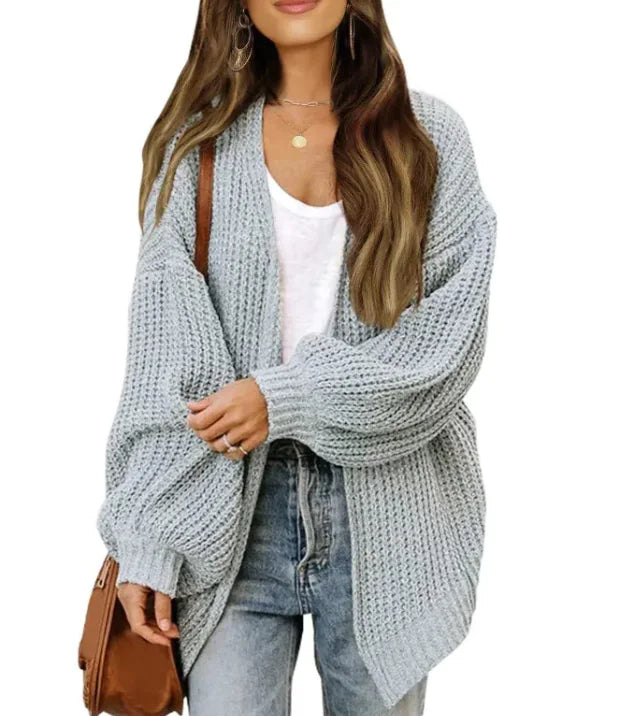 #C- Loose Retro Sweater Coat Women's Mid-length Knitted Cardigan - Swamp's Store