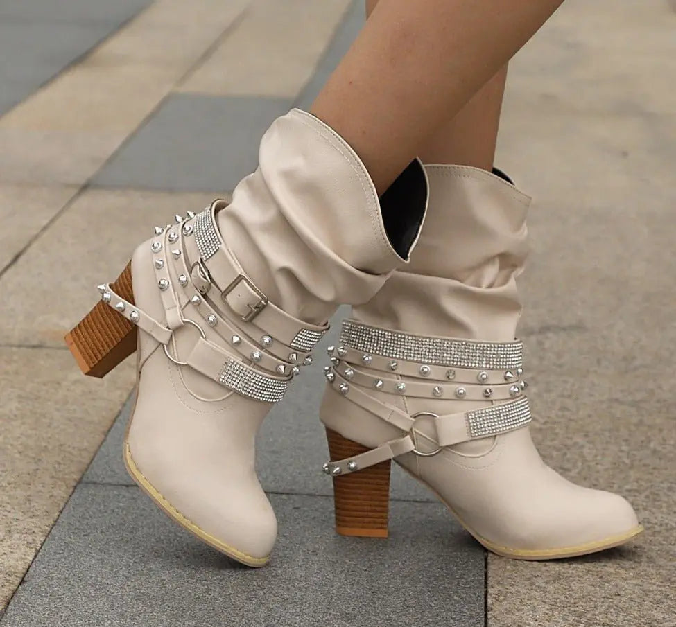 Sprigo - Leather ankle boots in Western style with strap - Swamp's Store