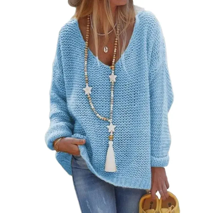 #I-Cozy V-Neck Knit Sweater - Swamp's Store
