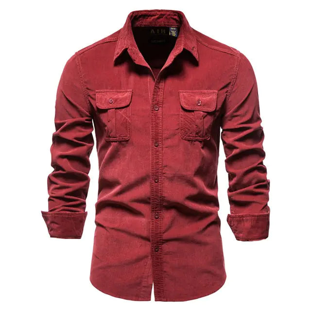 AI- Men's Business Casual Corduroy Shirt - Swamp's Store