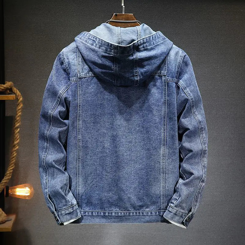 #Y- Men's Trendy Hooded Denim Jacket - Swamp's Store