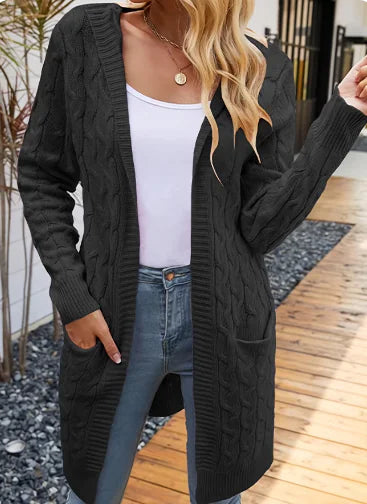 Women's Long Solid Color Pocket Sweater - Swamp's Store