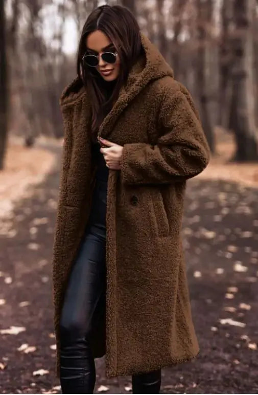 Long Sleeve Woolen Women's Coat - Swamp's Store