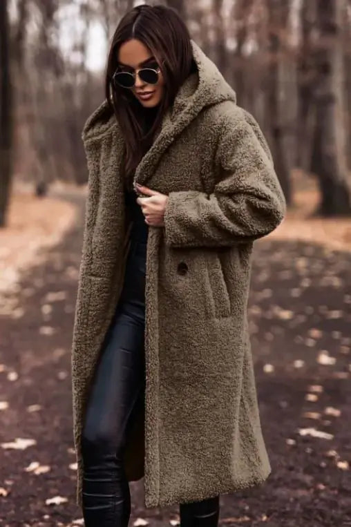 Long Sleeve Woolen Women's Coat - Swamp's Store