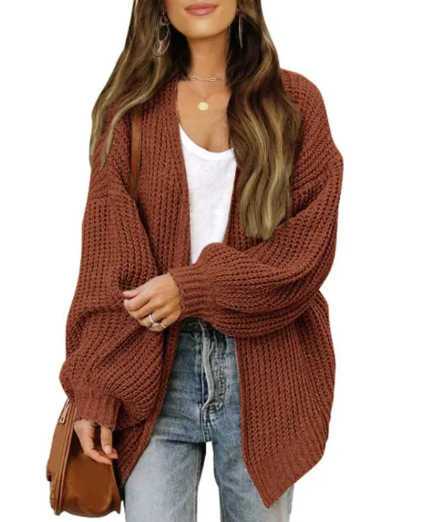 #C- Loose Retro Sweater Coat Women's Mid-length Knitted Cardigan - Swamp's Store
