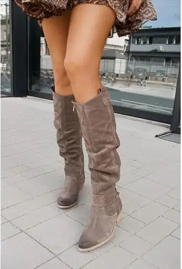 Women's Suede High Boots with Zipper - Swamp's Store