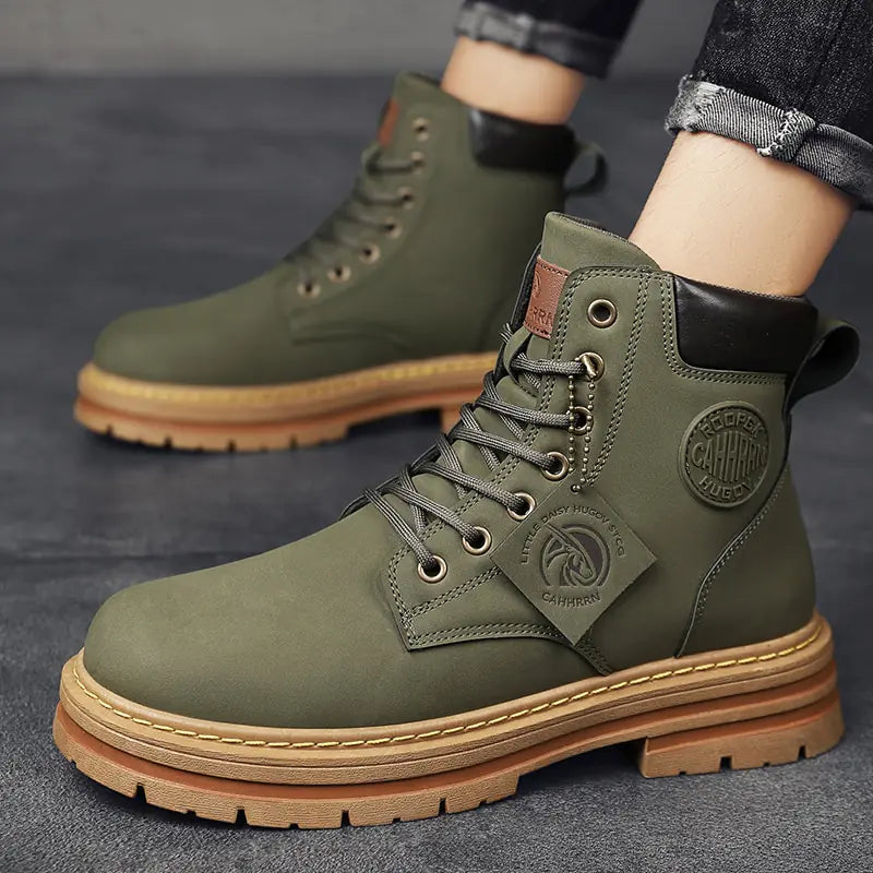 High Top Boots Men's Leather Shoes - Swamp's Store
