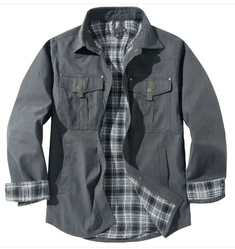 AM- Plaid Flannel Casual Jacket - Swamp's Store