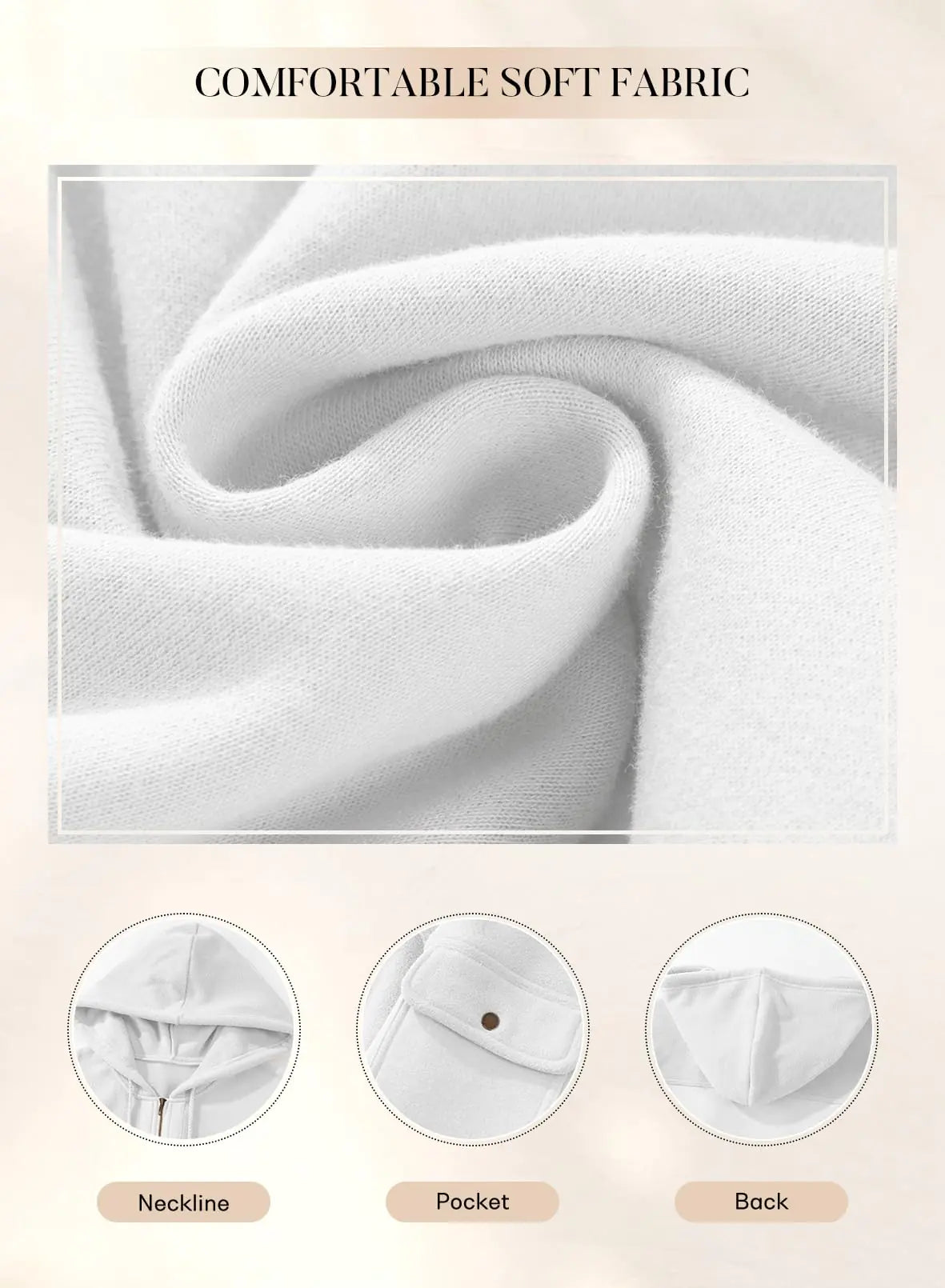 AL- SHEWIN Jackets for Women Casual Long Sleeve Drawstring Fuzzy Sherpa Hooded Zip Up Jacket Coats With Pockets White Medium - Swamp's Store