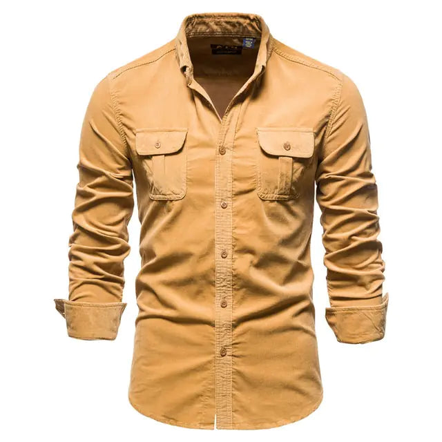 AI- Men's Business Casual Corduroy Shirt - Swamp's Store