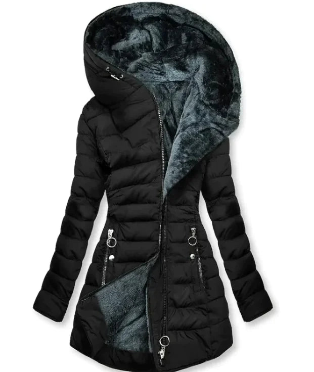 Women's Plush Hooded Cotton-padded Coat - Swamp's Store